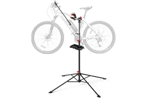 vounot Support de Réparation Vélo Pied d’Atelier Hauteur Réglable pince Rotative 360° avec Plateau à Outils Magnétique Pour tous les Types de Vélos Charge Stand de Réparation Max 30kg
