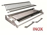  Inox Einbau-Abtropfgestell mit Klemmfeder-Befestigung, 56 cm, Edelstahl, mit Rahmen, in Italien hergestellt