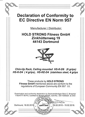 Hold Strong Fitness Klimmzugstange mit Studiozulassung, Grau, HS-K-D6 - 6