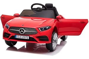 BABYCAR Mercedes elettrica per Bambini CLS 350 AMG 12V FULL OPTIONAL - Macchina elettrica per bambini con Licenza Ufficiale Sedile in Pelle, Telecomando Porte Apribili ed MP3 (Rossa)