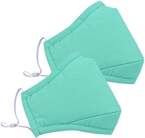 Lucky Will 2 Pcs Resuable Cotton Earloop Anti Dust Mouth Face Cover Mask Filter Ski Mask Winter Mask for Women Men light green