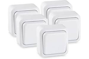 HEITECH PROMOTION GMBH HEITECH Aufputz Wechselschalter in weiß - Neues Modell - 5x Schalter für den Innenbereich mit 250V AC & 10A - Lichtschalter für innen, Wippschalter, Kippschalter, Aufputzschalter