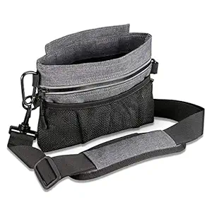 ORIA Dog Treat Training Pouch, Pet Out Training Belt Bag, Magnetic Closure Dog Food Bag, Dog Food Bag with Removable Inner Pocket, Built-in Poop Bag Dispenser, Dog Training Bag, Gray