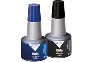 JP-JORPAY Tinta para Sellos - Tampón Tinta Sello - Distintos Colores - Rojo- Azul - Negro -Recambio de Tinta - 2 Botellas de 30 ml (Azul-Negro)