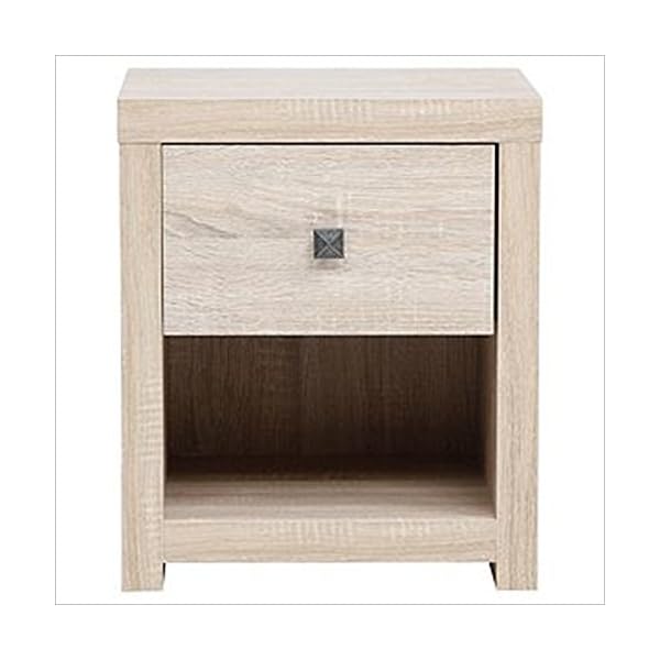 NEW Torino 1 Drawer Bedside Table - Distressed Bleached Oak Effect - Image 3