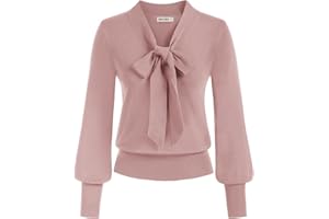 GRACE KARIN Bluza z długimi rękawami, damska muszka szyja, elegancki sweter rekreacyjny