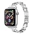 Produktbild MuSheng Band für Apple Watch Series 4 44mm Armband, Edelstahl Metall Damen Kristall Bling Ersatz Strap Wrist Band für Apple Watch Series 4 (Silber)