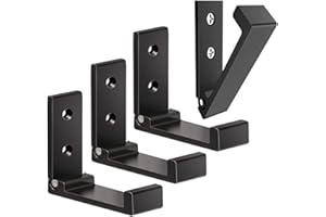 MARGUERASW Lot de 4 Crochets Muraux Pliables-Crochets pour Manteaux Invisibles, Crochet Mural en Aluminium, Crochet de Suspension Mural en Alliage D'Aluminium Patères Pliables à 90 °-Noir