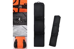 CuteHairy Padding Snowboard Bag With Wheels for Air Travel and Road Trips - Rolling Double Ski Bag Fits Single or 2 Sets of Skis - Waterproof With Pockets & Adjustable