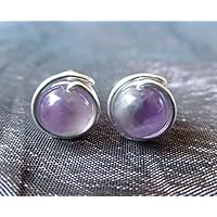 Ohrstecker aus dem Edelstein Amethyst - versilbert