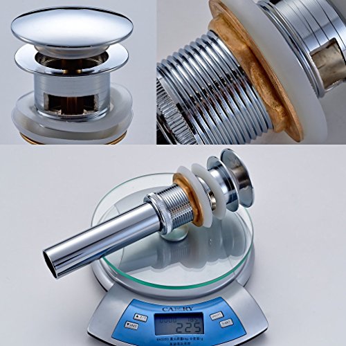 Auralum Ablaufventil Ablaufgarnitur Waschbecken mit überlauf Push Up Abfluss Pop-up - 6