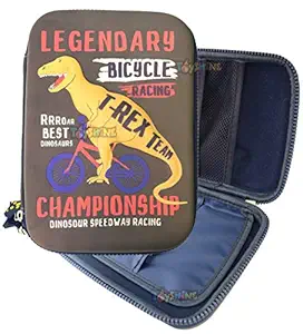 Toyshine T REX Hardtop Pencil Case with Compartments - Kids Large Capacity School Supply Organizer Students Stationery Box - Girls Boys Pen Pouch