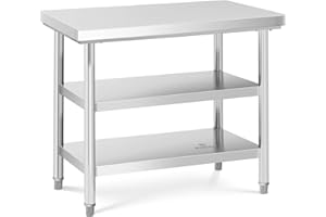 Royal Catering Mesa De Acero Inoxidable para Hostelería RCWT-100X70-3L-E (Capacidad de Carga máx.: 600 kg, Superficie de Trabajo: 100 x 70 cm, 3 Niveles)