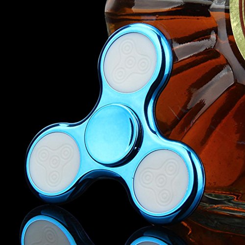 Bescita LED Licht Fidget Hand Spinner Finger Spielzeug Dekompression Spielzeug EDC Focus Gyro,Mit Schalter (Blau) - 2