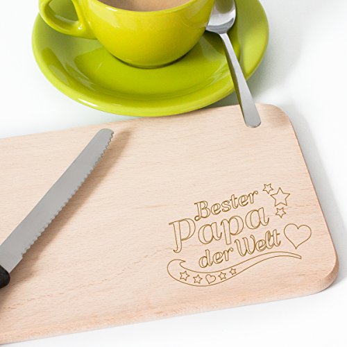 Wandkings Frühstücksbrettchen mit Gravur „Bester Papa der Welt“ – aus Holz – 22 x 14,5 x 1 cm - 2