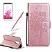 Produktbild Handyhülle für LG K10 2017, Schutzhülle Tasche Lanyard PU Leder mit Silikon Back Cover, Girlyard Hülle Katzen und Baum Design Muster Prägemuster Flip Case Wallet mit Standfunktion Kartenfächer Magnet Etui Schale für LG K10 2017 Rosegold