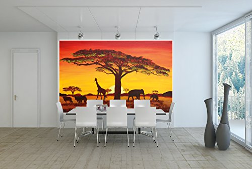 GREAT ART Sonnenuntergang in Afrika Wanddekoration – Wandbild Savanne Motiv XXL Poster (140 x 100 cm) - 9