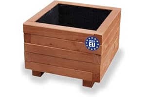 ‎ALFALUX Alfalux Blumenkasten Pflanzkasten Aus Holz Pflanzkübel Balkonkasten Pflanzgefäß Garten Balkon Terrasse NUSS-BRAUN AB40KAN4030NU 40 x 40 x 30H cm mit 1 x Wasserablauf
