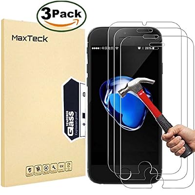 MaxTeck [3 Pièces] Verre Trempé iPhone 8 Plus / 7 Plus, MaxTeck Film Protection en Verre trempé écran Protecteur Vitre- ANTI RAYURES - SANS BULLES D'AIR -Ultra Résistant Dureté 9H Glass Screen Protector pour iPhone 7 Plus / 8 Plus - Compatible 3D To…