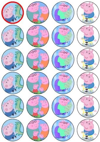 24 George Pig Cupcake Toppers
