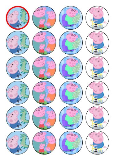 24 George Pig Cupcake Toppers