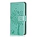 Produktbild Galaxy Xcover 4 Hülle, Bear Village® Galaxy Xcover 4 Premium Leder Multi-funktion Ständer Schutzhülle mit Kartenfach, Geprägter Baum Anti-Scratch Hülle (#11 Grün)