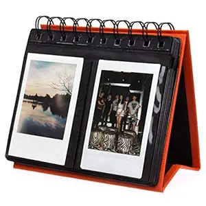 FotoCart 68 Pockets Desk Calendar Style Photo Album for Fujifilm Instax Mini 7s 8 25 50s 70 90/ Polaroid Z2300/ Polaroid Pic 300 P/Polaroid Snap Films (Orange)