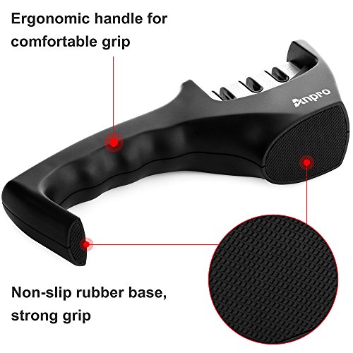 Anpro Messerschärfer, Messerschleifer, Knife Sharpener mit 3 Stufen, Schwarz - 4