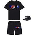 YOUPO Trapstar Letters Printed Casual Sportswear Suit, Men and Women T-Shirt + Shorts + Hat 3 Piece, Loose Jogging Short Sleeve Tracksuits (Color : A, Size : Medium)