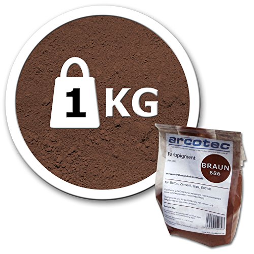 Pigmentpulver, Eisenoxid, Oxidfarbe - 1kg Farbpigmente für Beton + Wand - Farbe: dunkelbraun, braun
