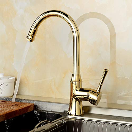 Preisvergleich Produktbild ROKTONG Waschtischarmaturen Waschtischarmaturen Waschtischarmaturen,Goldene Küchenarmatur Kupfer Heiß Und Kalt Antike Waschbecken Waschbecken Kann Gedreht Werden Einlochhahn, A