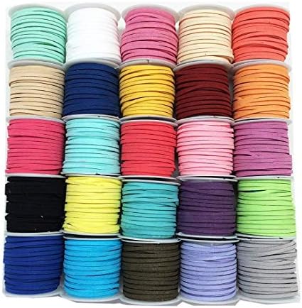 Diy Crafts Micro - Fiber Flat Leather Lace Beading Thread Faux Suede Cord String Velvet Beading Supplies, Pack of 10, Set # 4 (Multicolor)