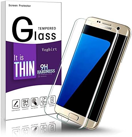 Galaxy S7 Edge Screen Protector, Vegbirt Samsung Galaxy S7 Edge Tempered Glass Screen Protector, Full Coverage Screen Protector Film for Samsung Galaxy S7 Edge