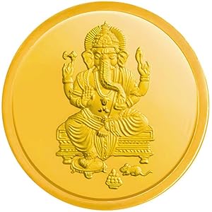 Kalyan Jewellers 24K (999) Purity Lord Ganesh Gold Coin 1 Gms