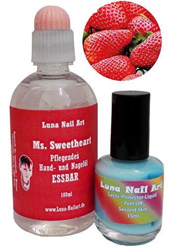 15ml Nagelhautschutz + Nagelöl ERDBEERE 100ml Peel Off Nagellack blau TESTSET ☆☆ Peel Off Nagellack