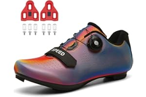 YOUNGTIE Cycling Shoes for Mens Womens Indoor Peloton Road Bike Shoes Included Cleats Clip Compatable Look Delta and SPD Lock Pedal