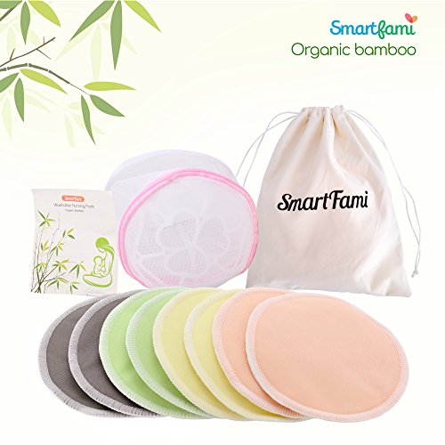 Best waschbar Bio Bambus Stilleinlage mit Wäschekorb und Tuch Tasche von smartfami, wiederverwendbar Stilleinlagen,, wasserdicht, auslaufsicher BH Pads, saugstark, hypoallergen, Stillen - 5