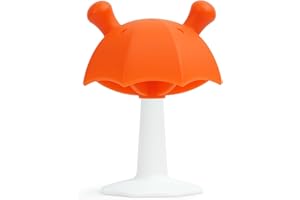 Mordedor Bebe 3-6 Meses, 6-12 Meses, Seposeve Silicona Juguetes Bebes 0-3 meses con Base de Succión, Mordedor Bebe Refrigerante 0-3 Meses, Blandito y de Fácil Agarre, SIN BPA, Naranja