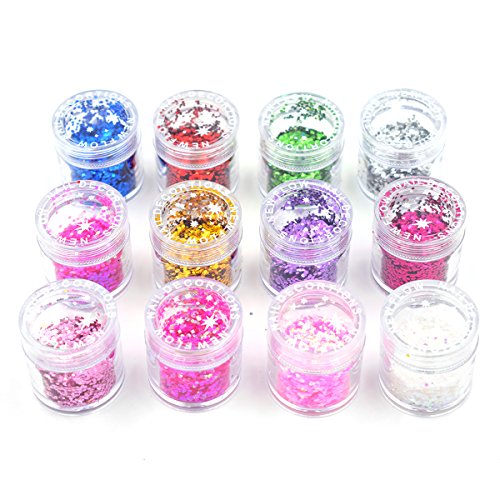 Aokayy Glitter Lidschatten 12 Farben Make-up Set Glitzer Powder Kit für Make-up und Nail - 2