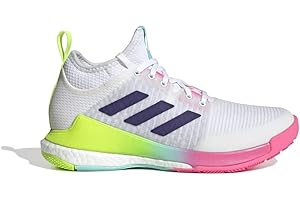 adidas Women's Crazyflight Mid Volleyball Shoe, White/Team Collegiate Purple/Flash Aqua, 4 UK
