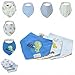 Bebedou Lovely Cotton Embroidered Bandana Bibs 6 Pack newborn gift pack super absorbent drool bibs , baby shower gifts , boys , girls, unisex (blue pack)