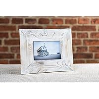 Bilderrahmen Altholz 10x15 cm weiß aus Holz von alter Obstkiste/Apfelkiste handgemacht. Geschenk für Hochzeit, Taufe, Kommunion, Geburtstag, Weihnachten, Konfirmation, Muttertag etc.