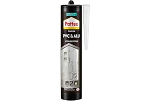 Pattex | Colle Fixation PVC & Alu (cartouche de 450 g) – Colle blanche haute performance flextec multi-matériaux – Mastic résistant à l'eau pour intérieur & extérieur
