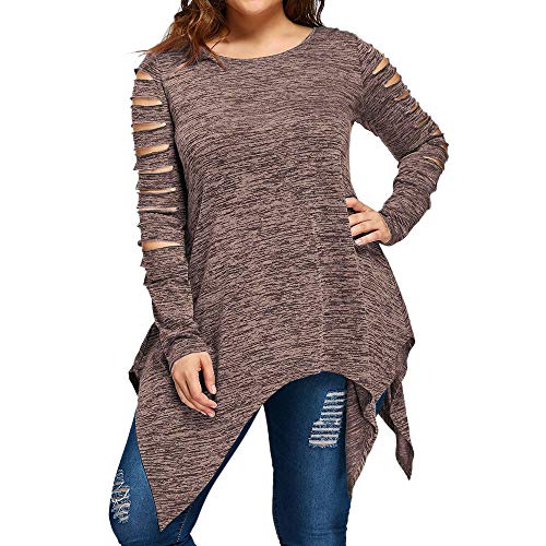 FNKDOR Womens Autumn Winter Jumper Plus Size Shredded Casual Solid Blouse Shirt Tank Tops