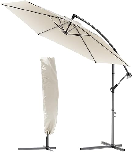 Parasol déporté rectangulaire Wimereux, 3x4m Beige excentré inclinable rotatif à 360° | sweeek