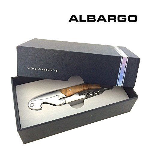 ALBARGO - Weinzubehör -Weinflaschenöffner professionelles Kellnermesser, Sommeliermesser mit 2 Stufen Korkenzieher und integriertem Flaschenöffner, inkl. edler Geschenkverpackung