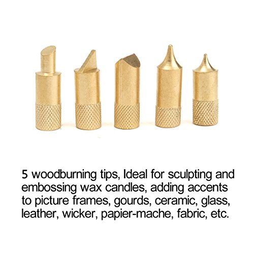 5PCS Brandmalerei Lötkolben Set, GOCHANGE Brandmalkolben mit 3 Tipps 30W 220-240V, Brandmalgerät Holz brennen Pen Set für Holz Leder Gravieren Skulptur, Orange - 5