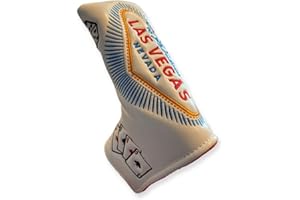 GS1 UK BLADE STYLE GOLF PUTTER HEADCOVER. LAS VEGAS WHITE DESIGN.