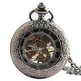 Easy Go Shopping Schwarze römische nummerale Retro-Taschenuhr Boutique mechanische Unisex-Taschenuhr mit Kette