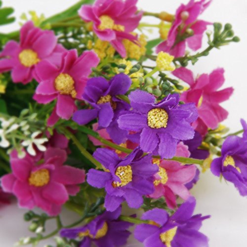 ROSENICE SeideBlume Blumenstrauß Kunstblumen Künstliche Cineraria für Hochzeit Party Fest Haus Büro Bar Dekor - 4